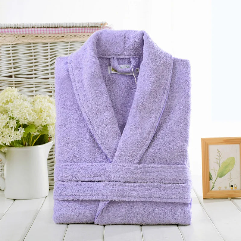 Home Bathrobe 100% Cotton pink Toweling Terry Robe Unisex lovers Soft Bath Robe Men And Women Nightrobe Sleepwear Casual 2024