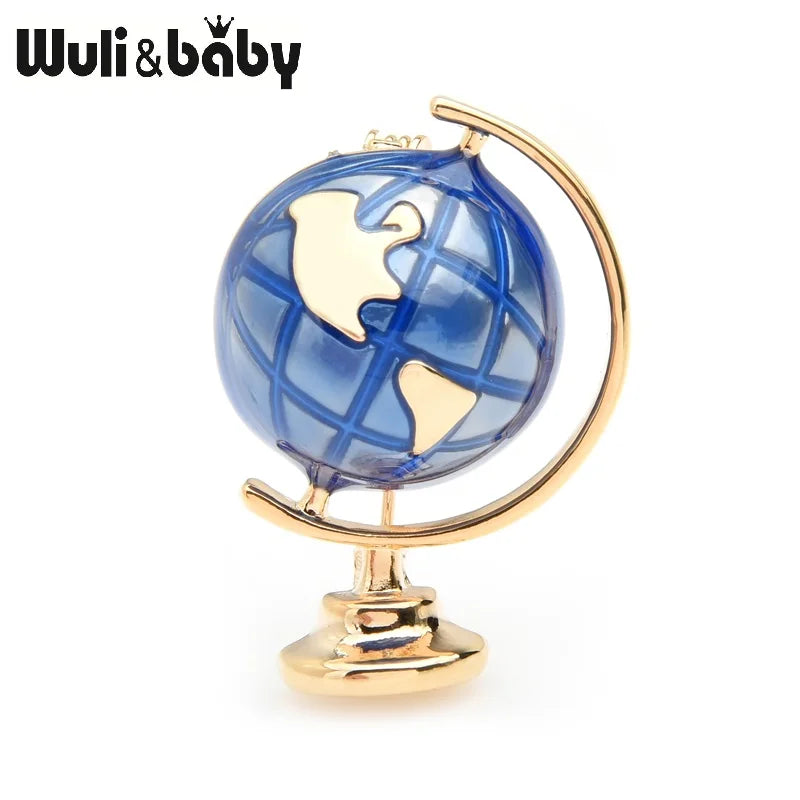 Wuli&baby Enamel Globe Earth Ball Brooch Pins For Men And Women Gift Chritmas New Year Gift 2019 Jewelry