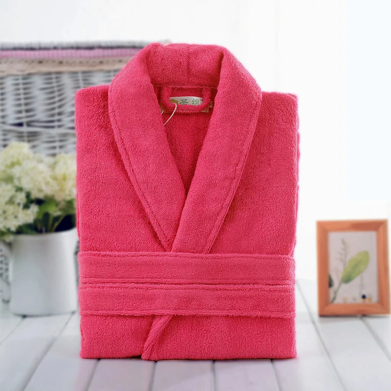 Home Bathrobe 100% Cotton pink Toweling Terry Robe Unisex lovers Soft Bath Robe Men And Women Nightrobe Sleepwear Casual 2024