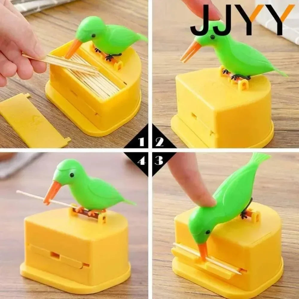 JJYY Detachable Creative Bird-shaped Toothpick Storage Box Automatic Push Toothpick Box Restaurant Must-have