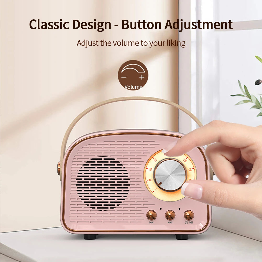 1pc Mini Retro Bluetooth 5.0 Audio Speaker Wireless Portable Mobile Phone MP3/4 Music 3D Player TF Card U Disk AUX Play FM Radio
