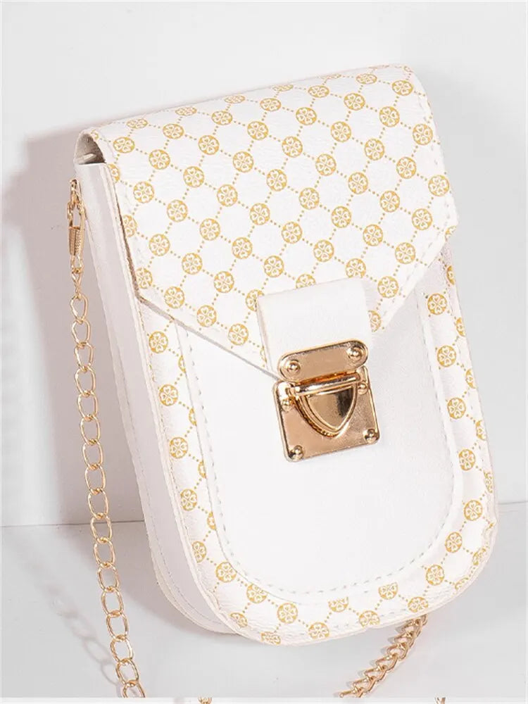 Fashion Retro Small Polka Dot Bag Versatile Ladies Chain Crossbody Bags Light Luxury Chain Cross Shoulder Cell Phone Bag