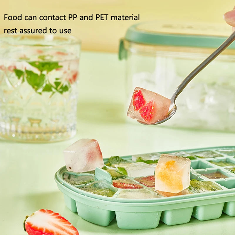 1 Set Round Ice Cube Trays With Lid&Bin,Container ,Shovel And Tote Lid ,Ice Ball ,Cube Maker For Freezer, BPA Free Easy Release