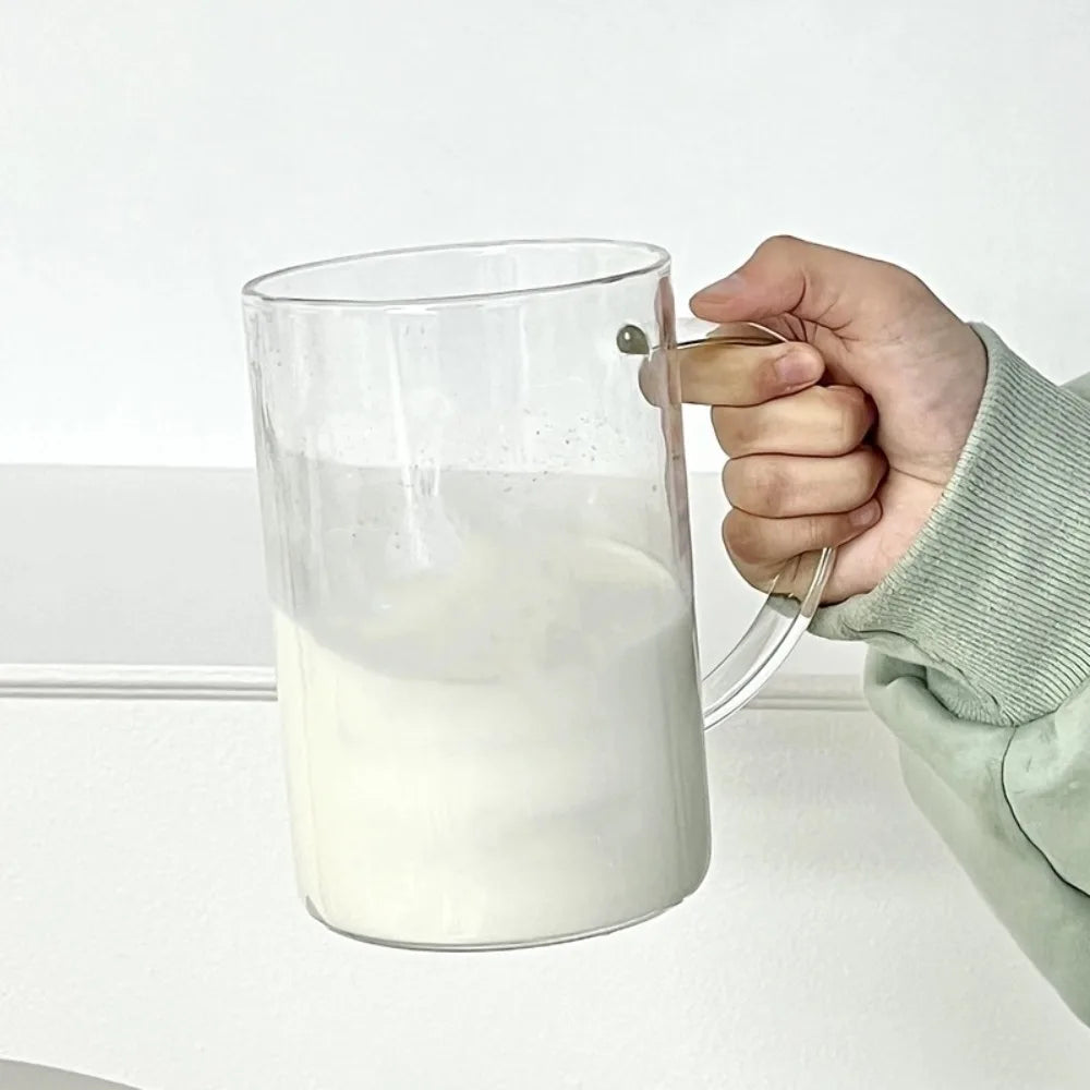 INS Style Straw Glass Cup with Handle with Lid Scale Water Cup Glass 1000ml Large Capacity Juice Milk Bottle Home Office
