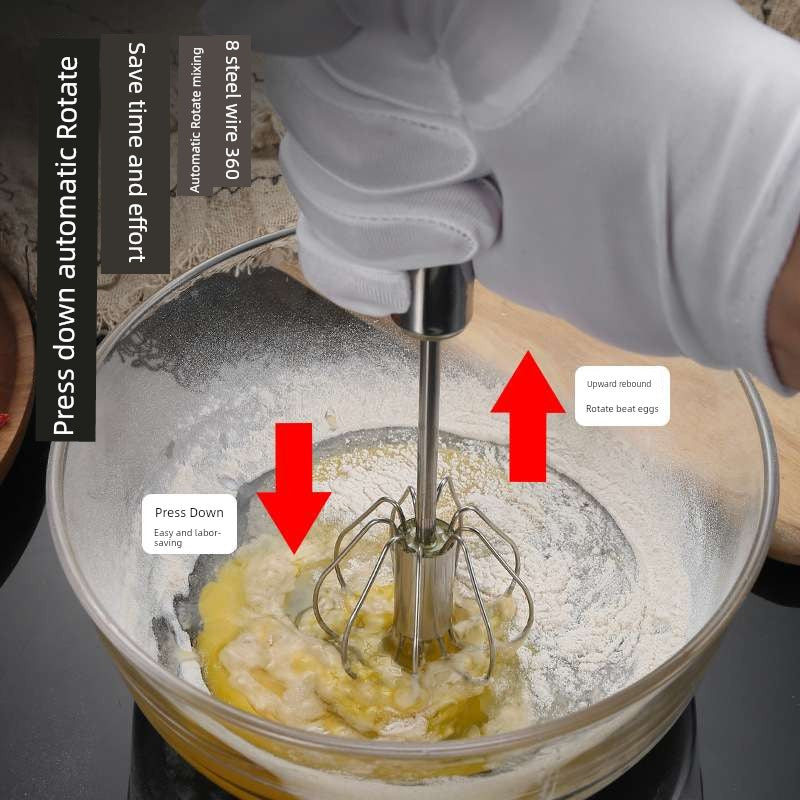 Stainless Steel Semi-automatic Egg Beater Cream Mixer Hand Push Style Rotate Blender Kitchen Baking Tools