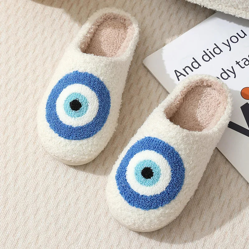 2024 Autumn Winter Family Fashion Slippers Women Home Warm Cartoon Flat Sandals Men Cute Non-slip Slides Smiling face Shoes