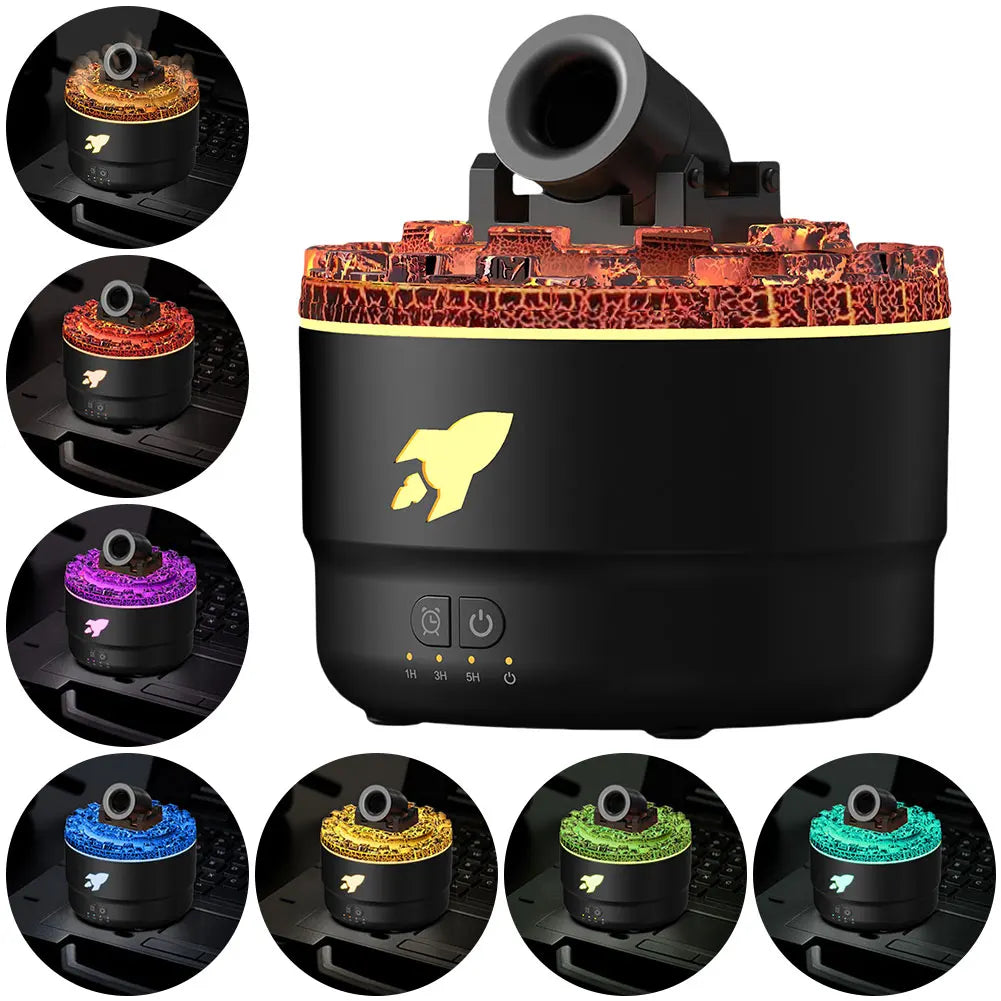 Portable Air Humidifier Volcanic Crack Light Cannons Air Aroma Diffuser with Timer Air Aromatherapy Humidifiers for Home Office