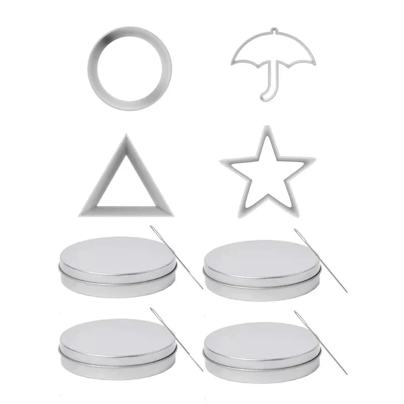 Squid Game Sugar Cookie Mold Set Candy Maker Tools Circle Triangle Star Umbrella Shape Stainless Steel Biscuit Mold Child Game