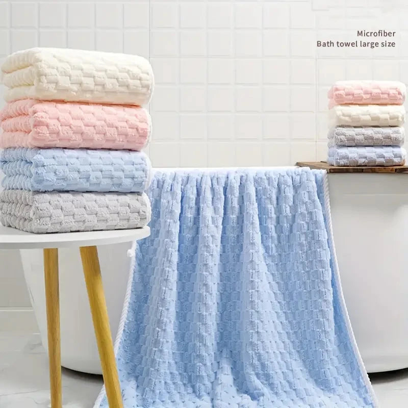 4 Counts Microfiber Bath Towels, 80% Polyester 20% Polyamide, Super Absorbent & Soft, Quick Dry, for Bathroom, Spa, Gym, Travel