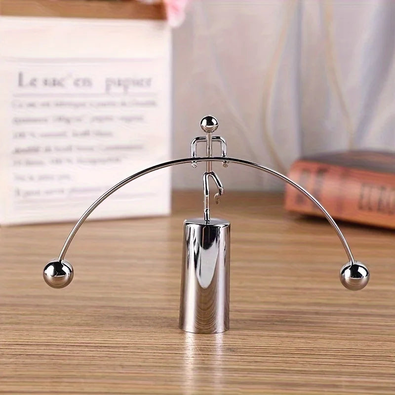 Mini Steel Balance Weightlifter: Stress-Relief Desk Toy & Educational Science Decor