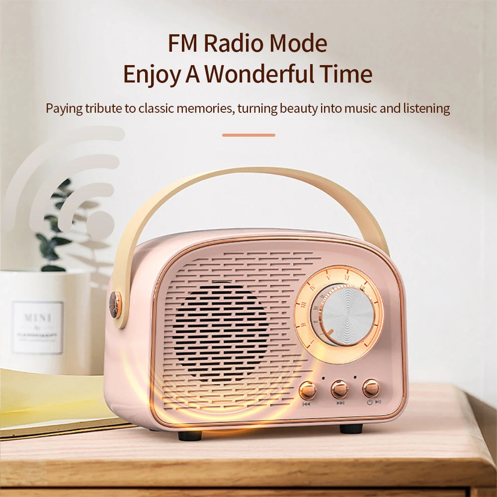 1pc Mini Retro Bluetooth 5.0 Audio Speaker Wireless Portable Mobile Phone MP3/4 Music 3D Player TF Card U Disk AUX Play FM Radio