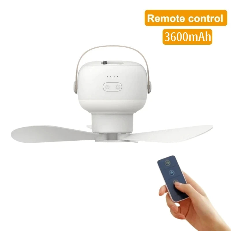 Portable Ceiling Fans 7200mAh Outdoor Camping Fan Tent Ventilator Cooler Rechargeable Electric Fan Remote Control LED Lighting