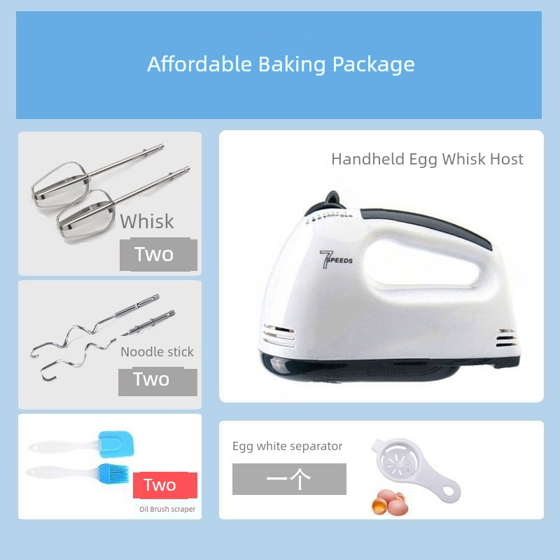 Egg Beater Desktop Electric For Home Hand-Held Egg Baking Z Baking Tool Stirring Cream Automatic with Barrel and Noodles