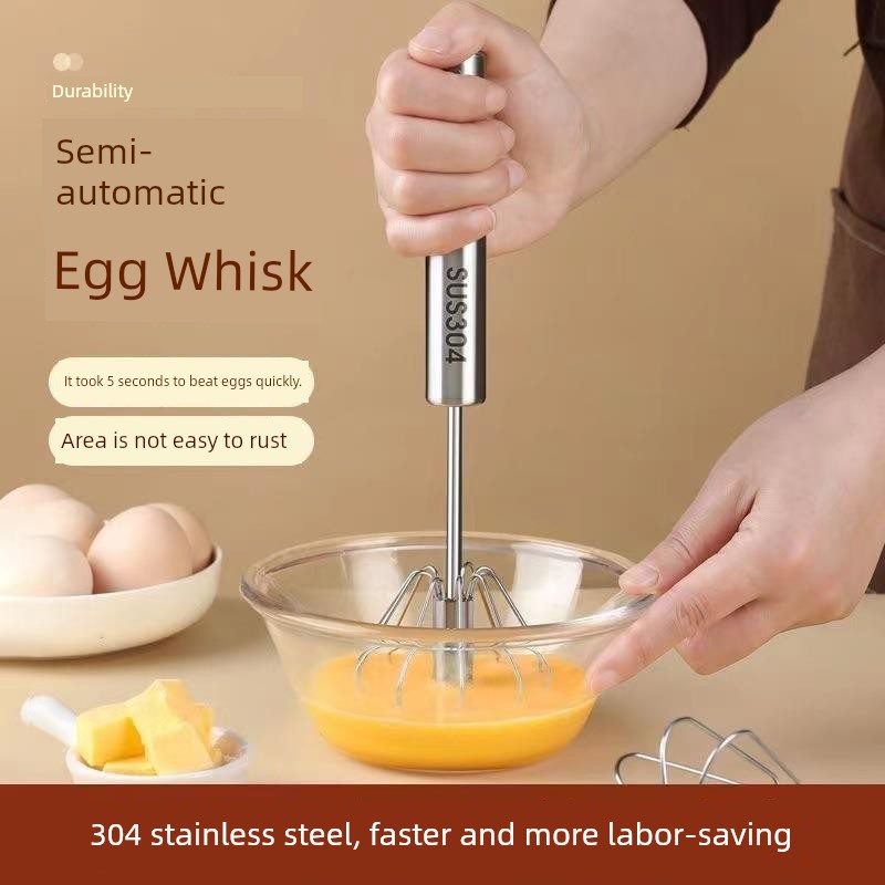 German Stainless Steel Semi-automatic Egg Beater Kitchen Baking Rotate Press Type Mixer Butter Blender