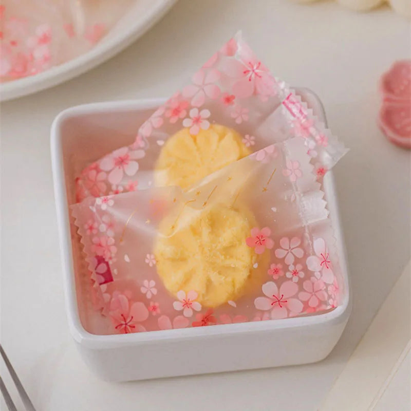 100pcs Snowflake Candy Packaging Bag New Years Christmas Party Nougat Baked Snack Cookie Pastry Pouch Wedding Supplies Sweet Bag