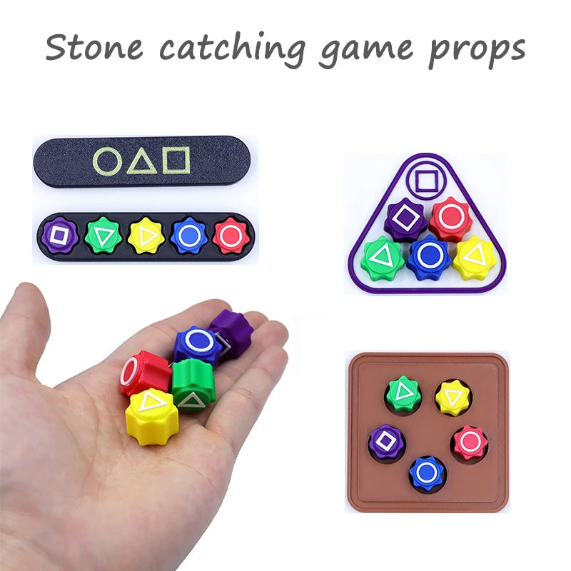 Korean Folk Game Sets Dice Party Game Props Square Circle Triangle Family Stone Catching Game Props Gonggi Jack Set For Kid Set