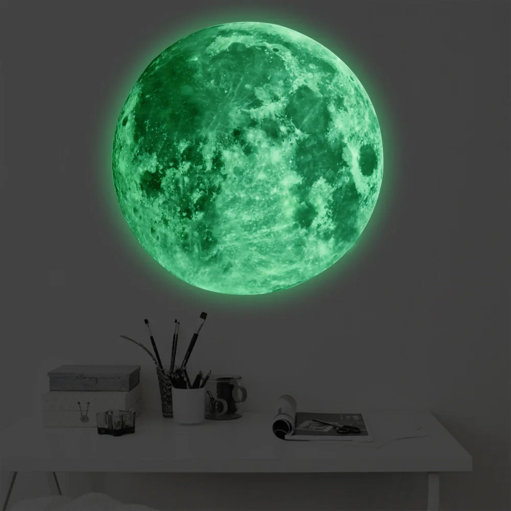 Aesthetic 3D Luminous Moon Wall Sticker Glow In The Dark Fluorescent Sticker PVC Home Kids Room Decals Wall Decor Wallpaper