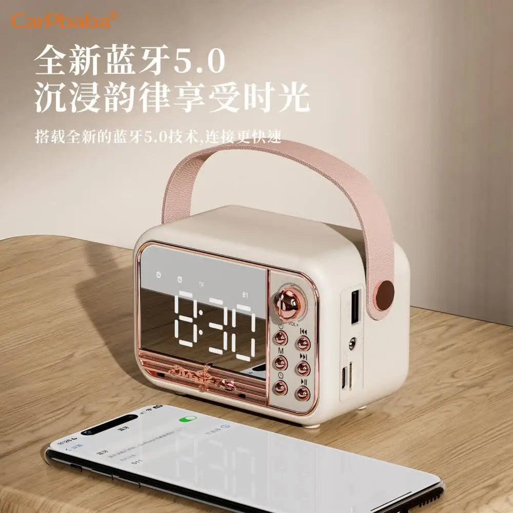 Carpbaba S11 Smart Bluetooth Speaker Bluetooth Speaker Gift Alarm Clock Mirror Clock Small Speaker Radio Children's Gift Kids