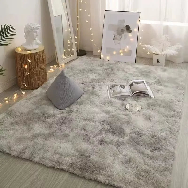 Plush carpet non-slip home decoration carpet soft carpet modern girly style living room gray carpet bedroom floor fluffy mat