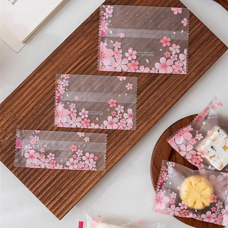 100pcs Snowflake Candy Packaging Bag New Years Christmas Party Nougat Baked Snack Cookie Pastry Pouch Wedding Supplies Sweet Bag