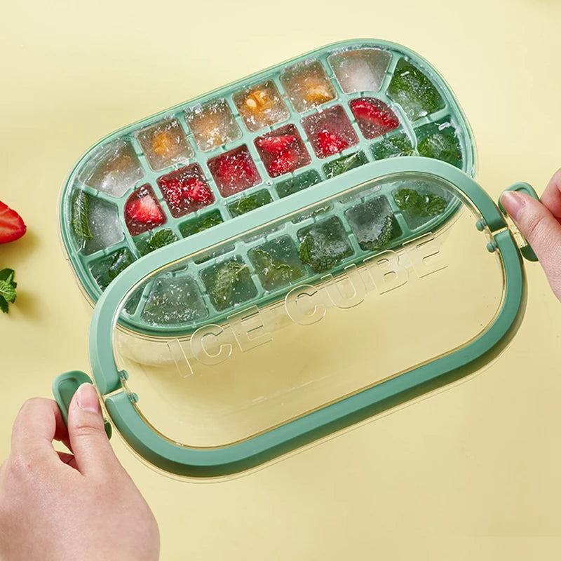 1 Set Round Ice Cube Trays With Lid&Bin,Container ,Shovel And Tote Lid ,Ice Ball ,Cube Maker For Freezer, BPA Free Easy Release