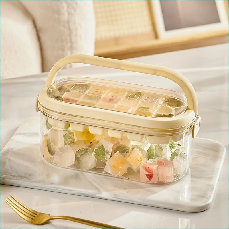 1 Set Round Ice Cube Trays With Lid&Bin,Container ,Shovel And Tote Lid ,Ice Ball ,Cube Maker For Freezer, BPA Free Easy Release