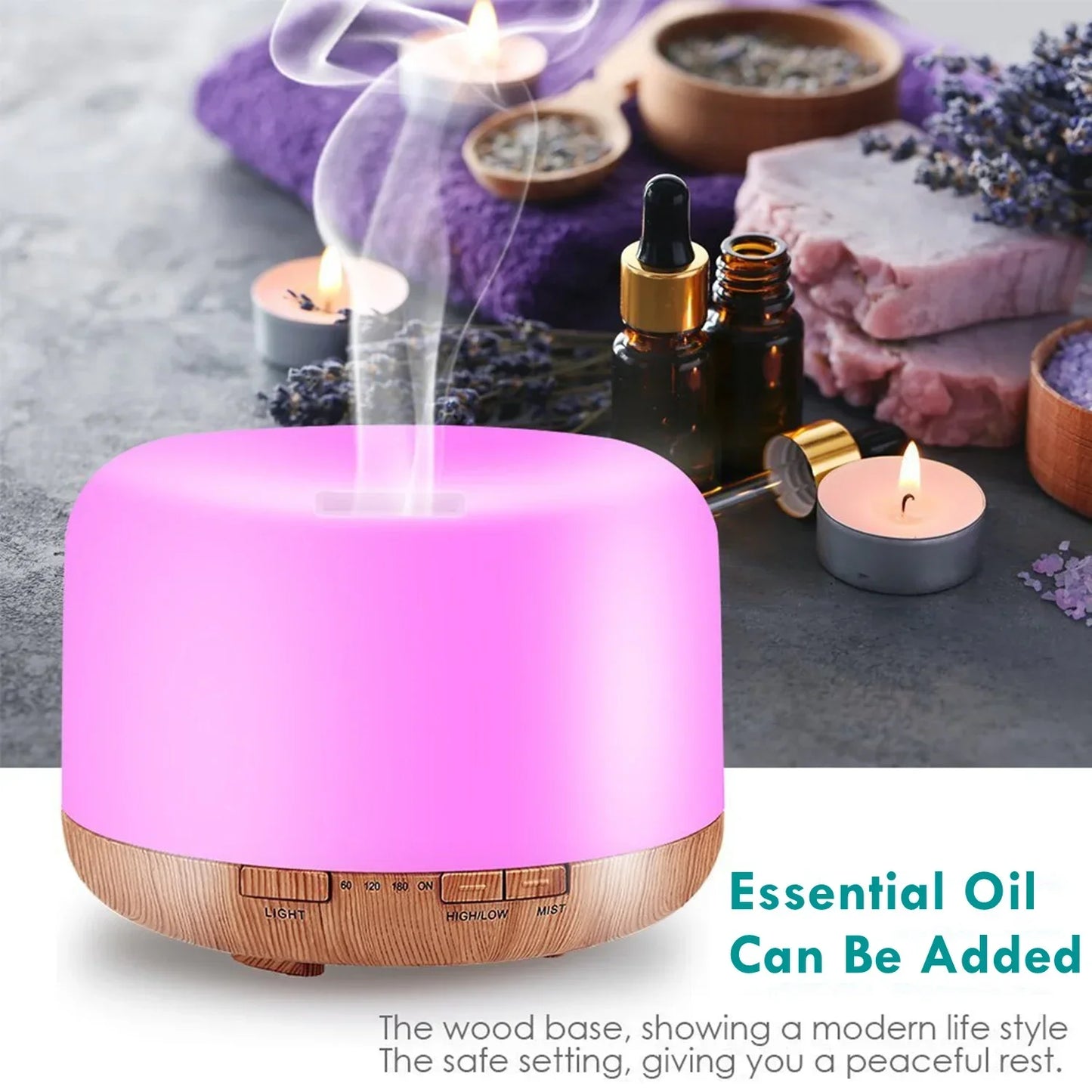 Mini Size Wood Grain Aroma Diffuser Usb Essential Oil Humidifier With Colorful Night Lights Air Humidifier Machine 500ml Home