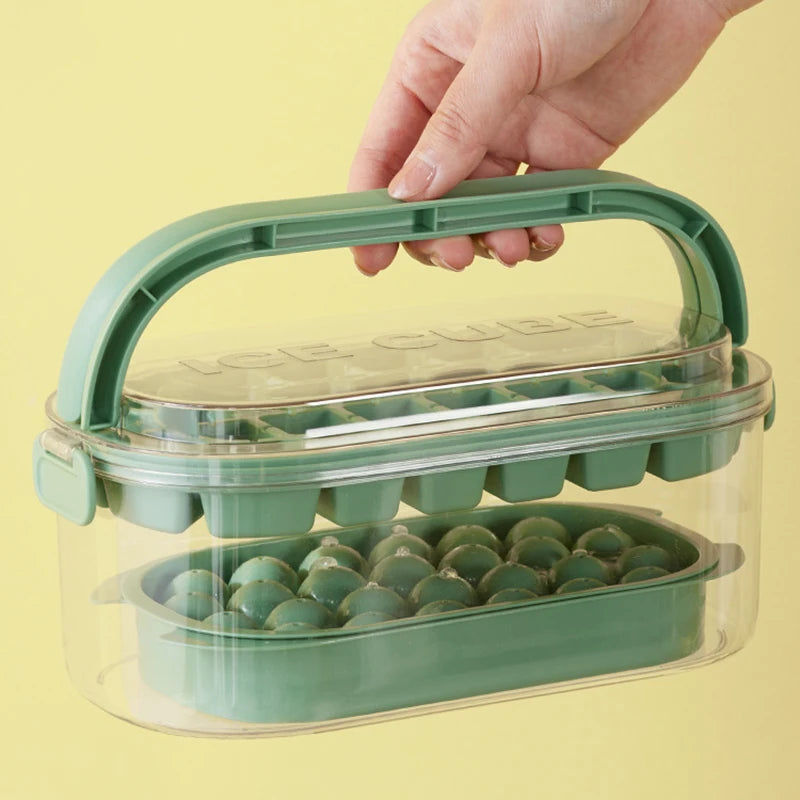 1 Set Round Ice Cube Trays With Lid&Bin,Container ,Shovel And Tote Lid ,Ice Ball ,Cube Maker For Freezer, BPA Free Easy Release