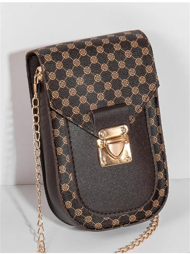 Fashion Retro Small Polka Dot Bag Versatile Ladies Chain Crossbody Bags Light Luxury Chain Cross Shoulder Cell Phone Bag