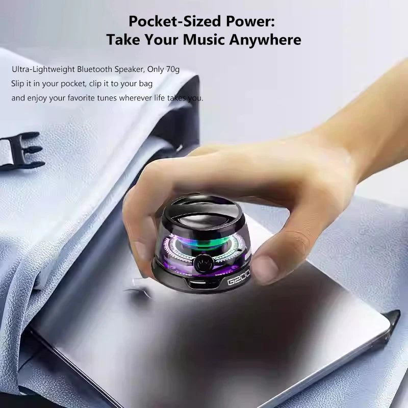 Portable Magnetic Bluetooth Speaker with RGB Lighting, BT5.0, True Wireless Stereo Sound, Mini Design & Phone Holder - G200