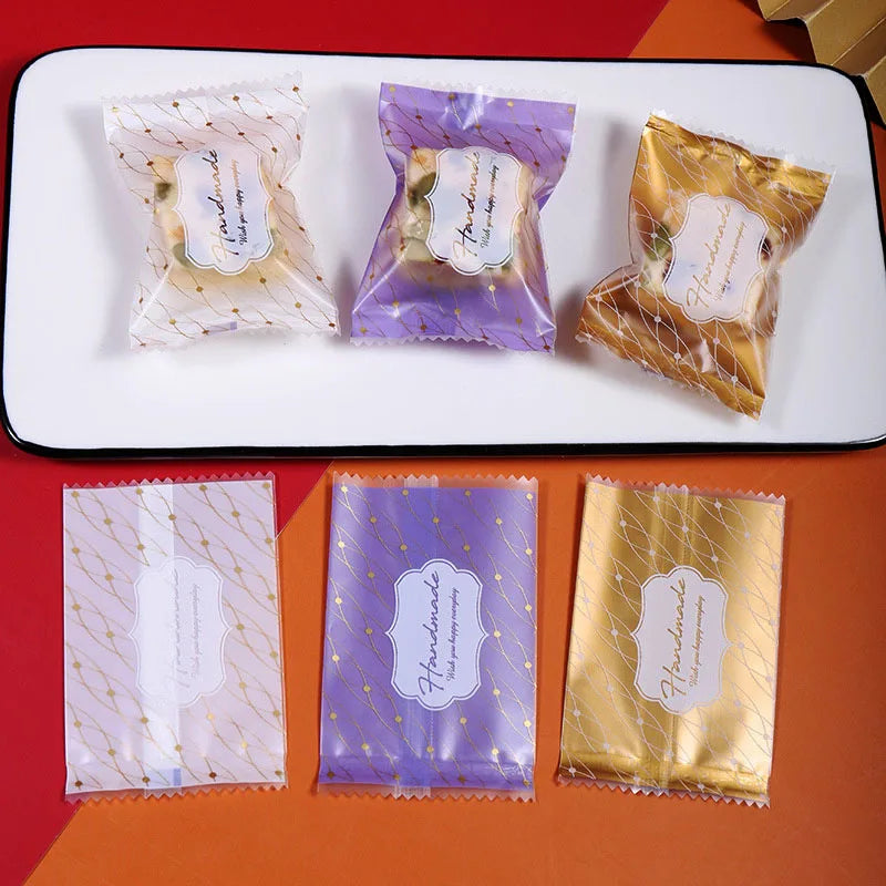 100pcs Snowflake Candy Packaging Bag New Years Christmas Party Nougat Baked Snack Cookie Pastry Pouch Wedding Supplies Sweet Bag