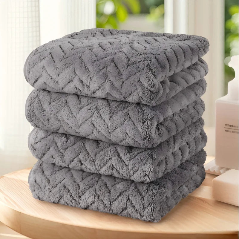 Solid Color Towel Set of 4pcs, Ultra Soft Highly Absorbent, 4 Color Options, Perfect for Bathroom, Kitchen, and Daily Home Use