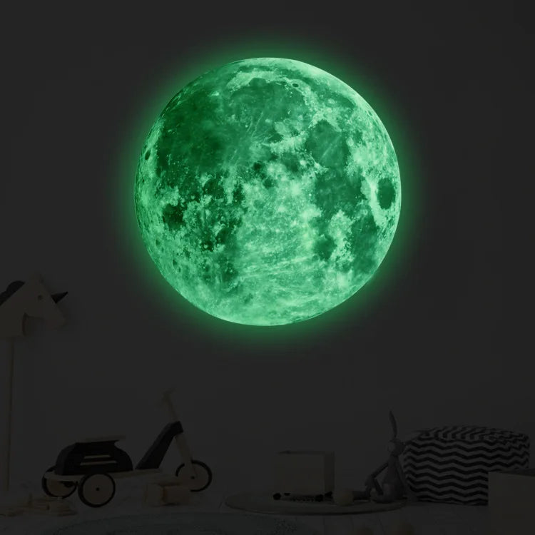 Aesthetic 3D Luminous Moon Wall Sticker Glow In The Dark Fluorescent Sticker PVC Home Kids Room Decals Wall Decor Wallpaper