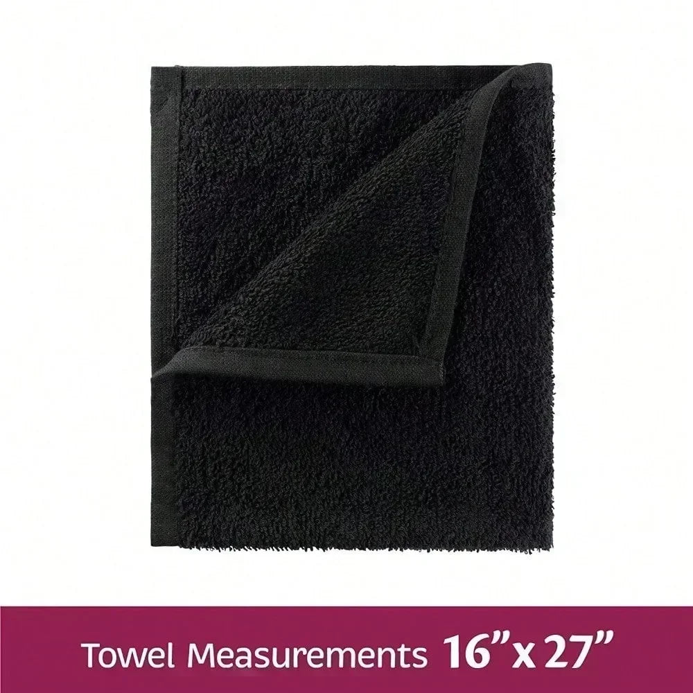 Salon Towels 100% Cotton Towel Pack Of 6 Black Spa Towel in 16x27 inches.