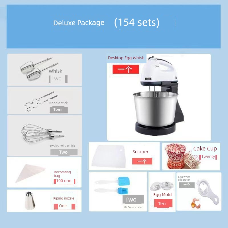 Egg Beater Desktop Electric For Home Hand-Held Egg Baking Z Baking Tool Stirring Cream Automatic with Barrel and Noodles