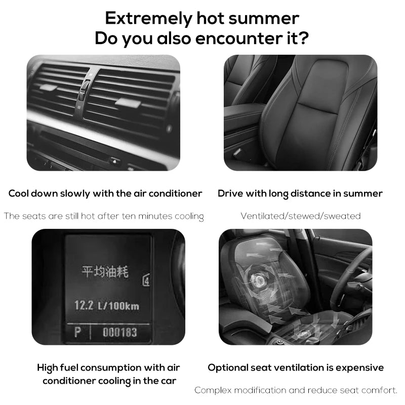CF04 Innovative Car Seat Fan with Strong Wind Low Noise Three Adjustable Speeds Space-saving Design Ideal for Interior Cooling