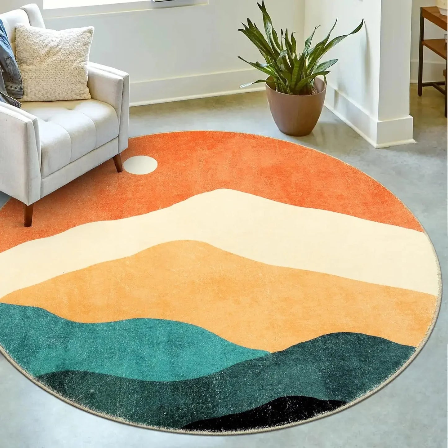 VIKAMA Round Rug for Bedroom,Soft Area Circle Area Rug, Boho Washable Classroom Rugs,Carpet for Living Room Sofa Kids Room Decor