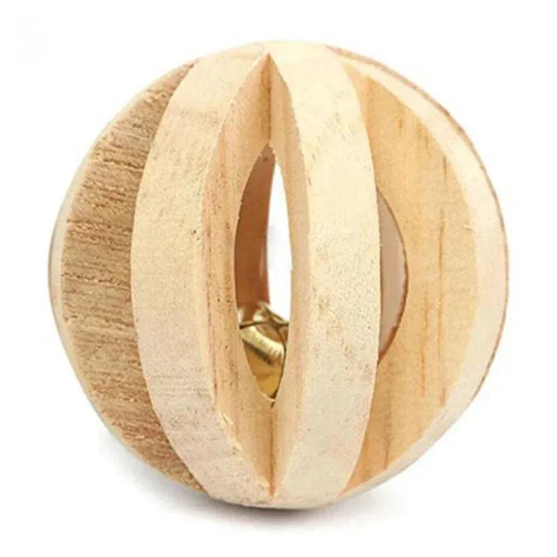 Mini Rabbit Roller Toys Natural Wooden Pine Dumbells Unicycle Bell Chew Toys for Guinea Pigs Rat Small Pets Molars Accessories