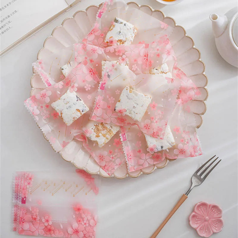 100pcs Snowflake Candy Packaging Bag New Years Christmas Party Nougat Baked Snack Cookie Pastry Pouch Wedding Supplies Sweet Bag