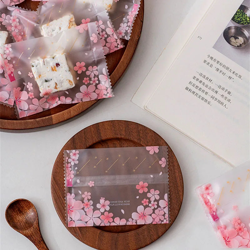 100pcs Snowflake Candy Packaging Bag New Years Christmas Party Nougat Baked Snack Cookie Pastry Pouch Wedding Supplies Sweet Bag