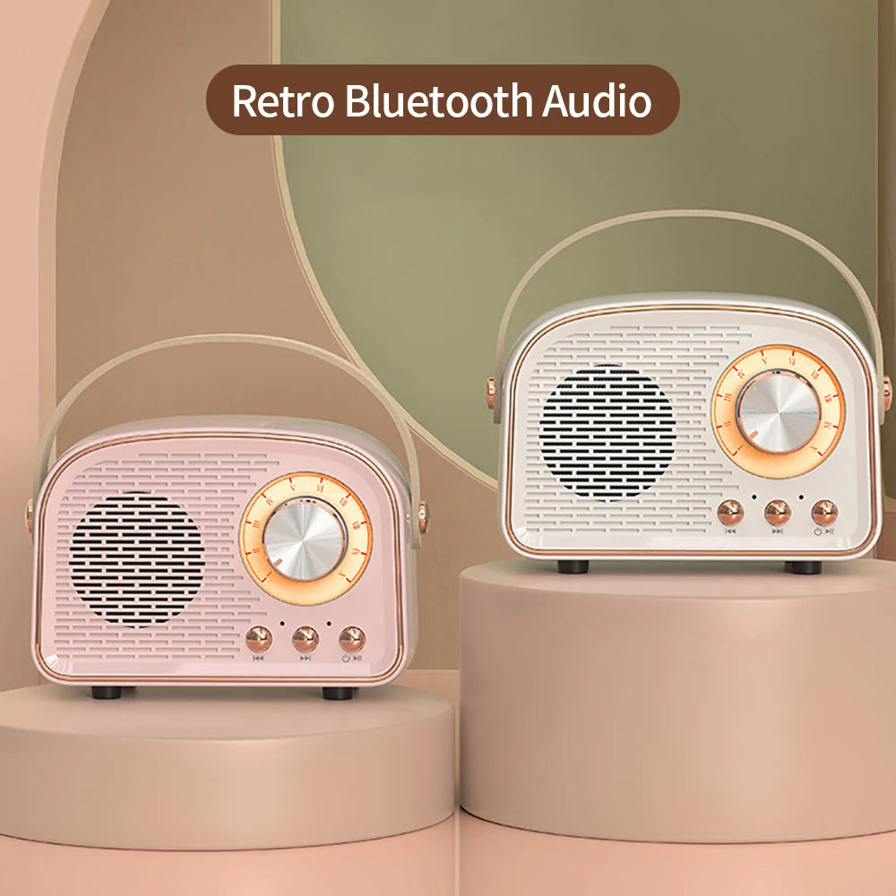 1pc Mini Retro Bluetooth 5.0 Audio Speaker Wireless Portable Mobile Phone MP3/4 Music 3D Player TF Card U Disk AUX Play FM Radio