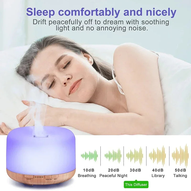 Mini Size Wood Grain Aroma Diffuser Usb Essential Oil Humidifier With Colorful Night Lights Air Humidifier Machine 500ml Home