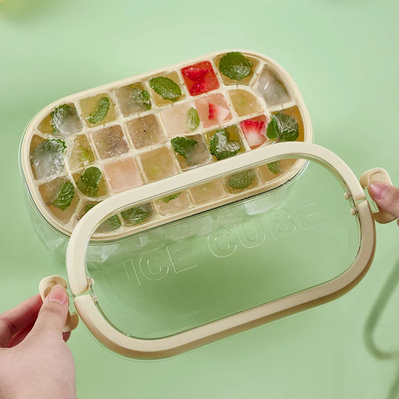 1 Set Round Ice Cube Trays With Lid&Bin,Container ,Shovel And Tote Lid ,Ice Ball ,Cube Maker For Freezer, BPA Free Easy Release