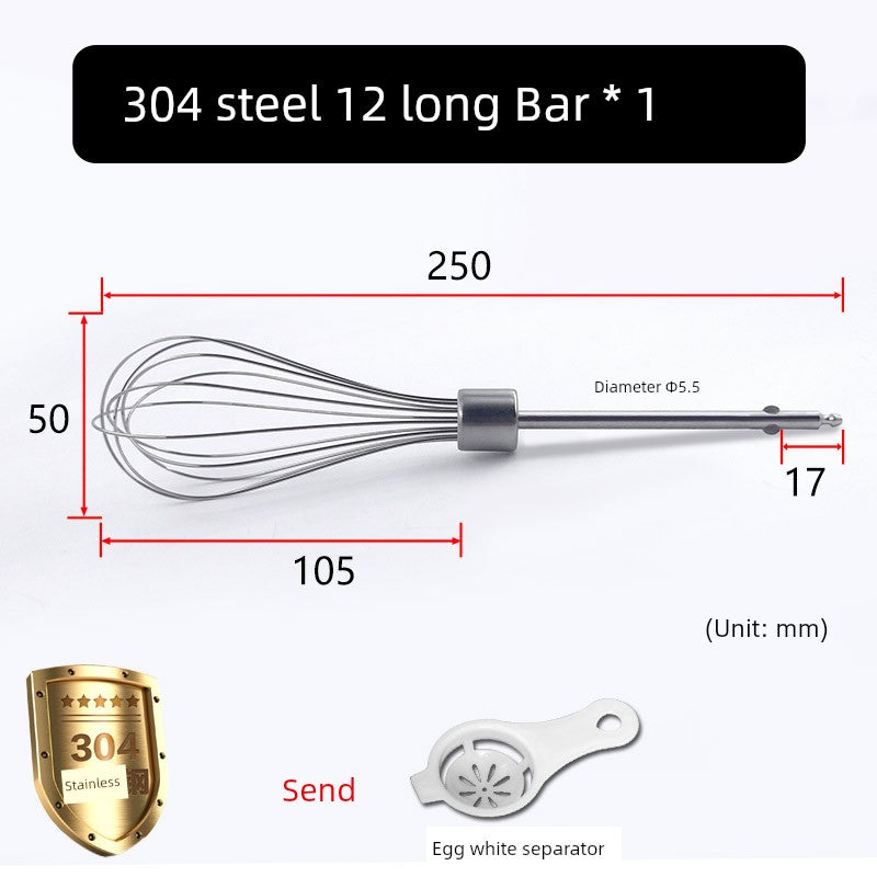 Wireless Electric Whisk Accessories Stirring Rod 12 Lines Egg Stirring Rod Mixing Head 304 Stainless Steel Eggbeater Head Neutral