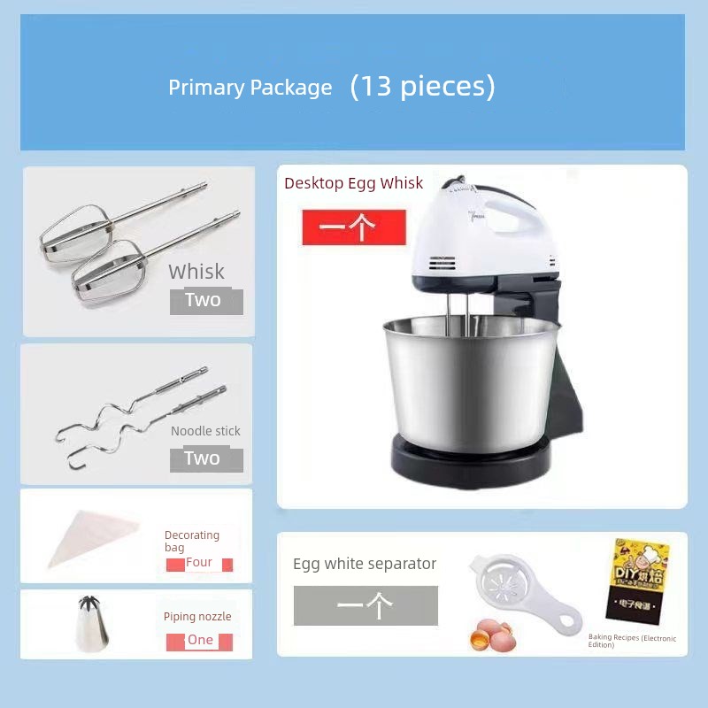 Egg Beater Desktop Electric For Home Hand-Held Egg Baking Z Baking Tool Stirring Cream Automatic with Barrel and Noodles