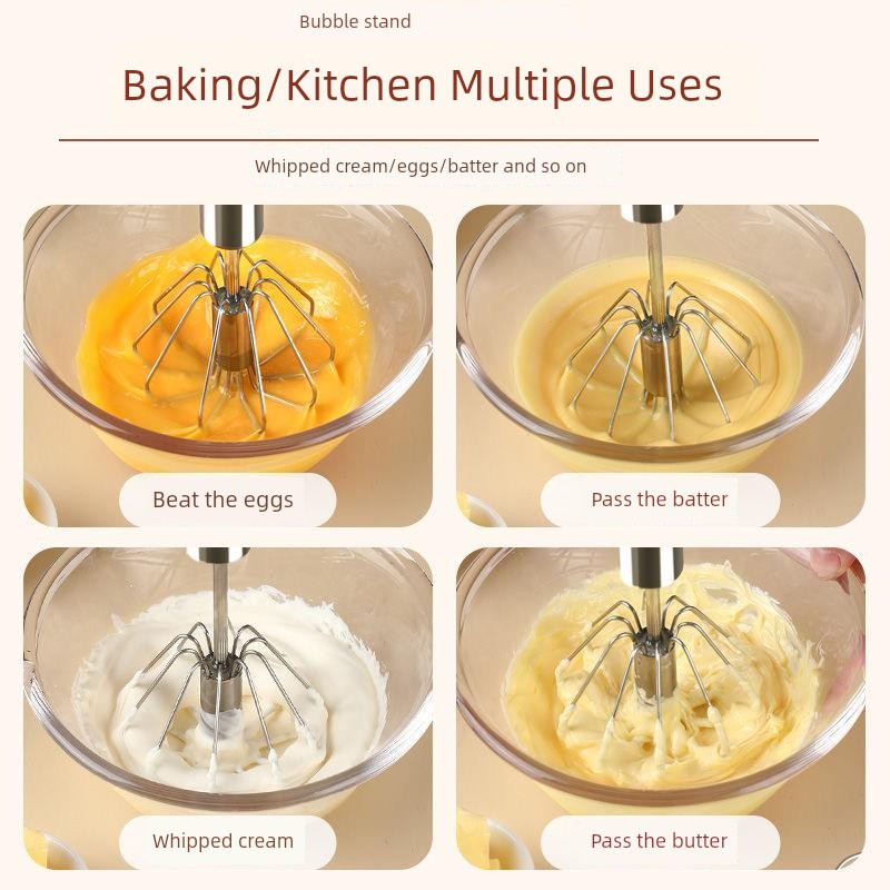 German Stainless Steel Semi-automatic Egg Beater Kitchen Baking Rotate Press Type Mixer Butter Blender