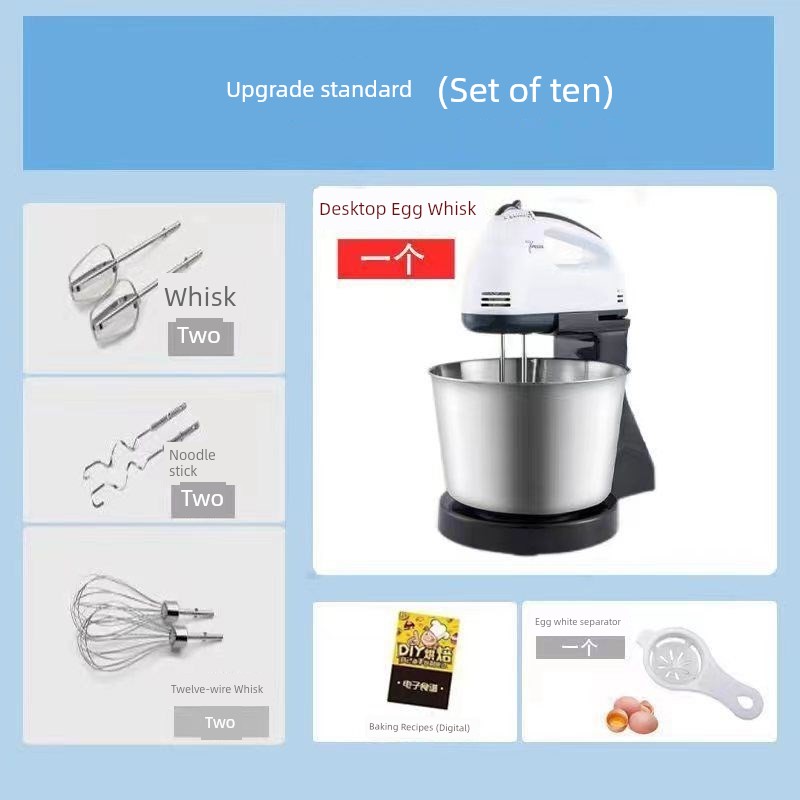 Egg Beater Desktop Electric For Home Hand-Held Egg Baking Z Baking Tool Stirring Cream Automatic with Barrel and Noodles