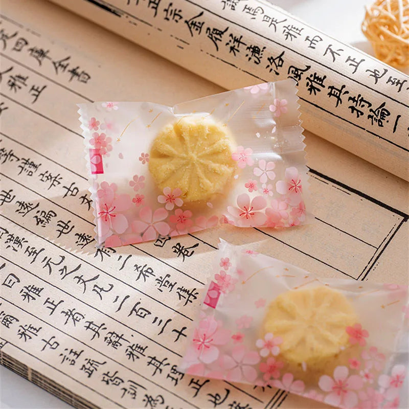 100pcs Snowflake Candy Packaging Bag New Years Christmas Party Nougat Baked Snack Cookie Pastry Pouch Wedding Supplies Sweet Bag