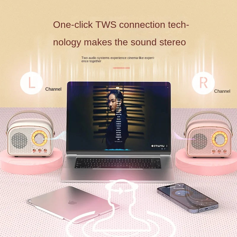 Retro Mini Bluetooth Speaker DW21 Classical Music Player Sound Stereo Subwoofer Portable Decoration Speakers Home Music Player