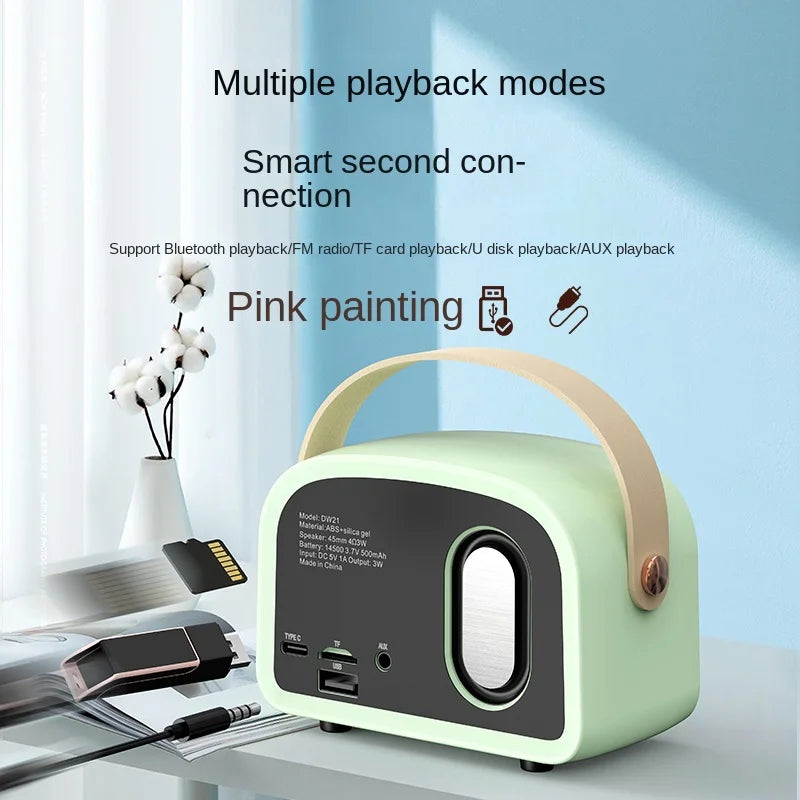 Retro Mini Bluetooth Speaker DW21 Classical Music Player Sound Stereo Subwoofer Portable Decoration Speakers Home Music Player